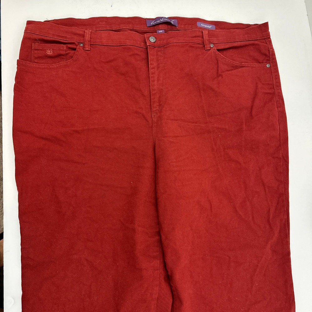 Gloria Vanderbilt Amanda Jeans Womens 24W Red High Rise Tapered Leg Plus Size - Picture 2 of 5